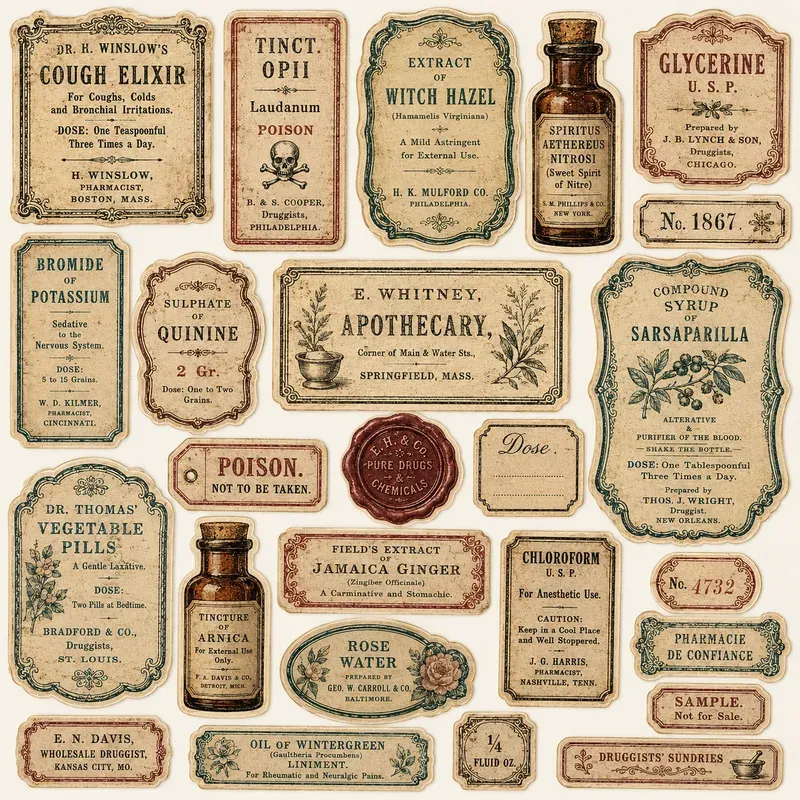 Vintage Sticker Label Sheets