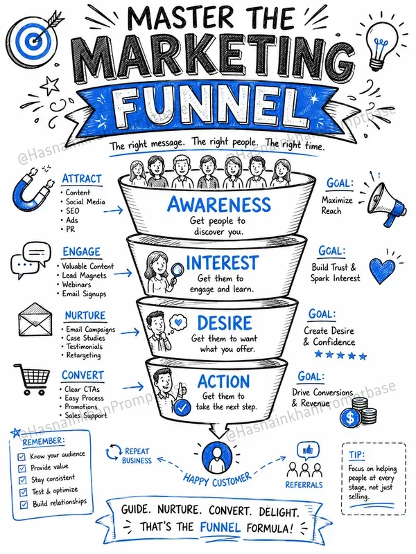 Marketing Funnel Visual Maps Sketchnotes