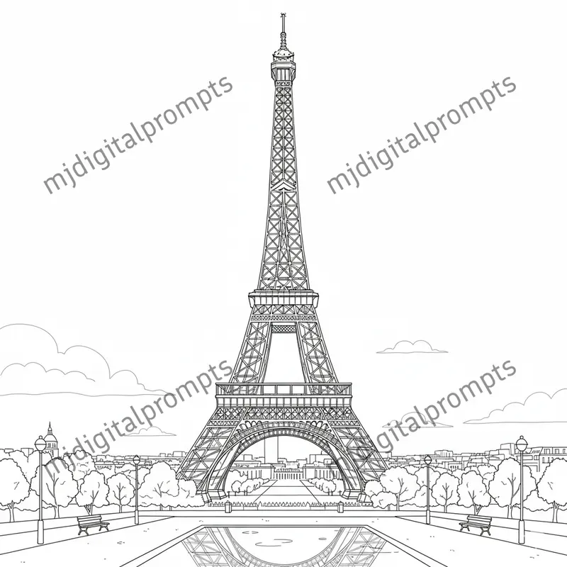 Landmark Line Art Coloring Pages