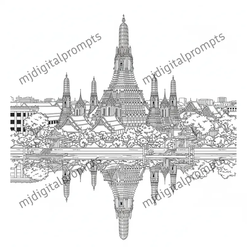 Landmark Line Art Coloring Pages