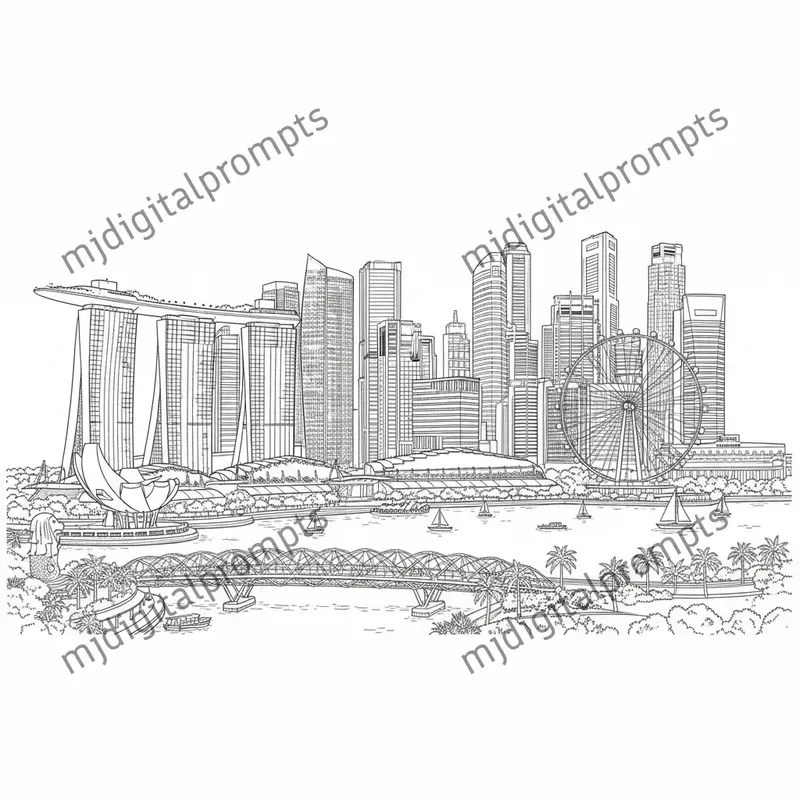Landmark Line Art Coloring Pages