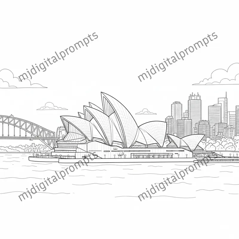Landmark Line Art Coloring Pages