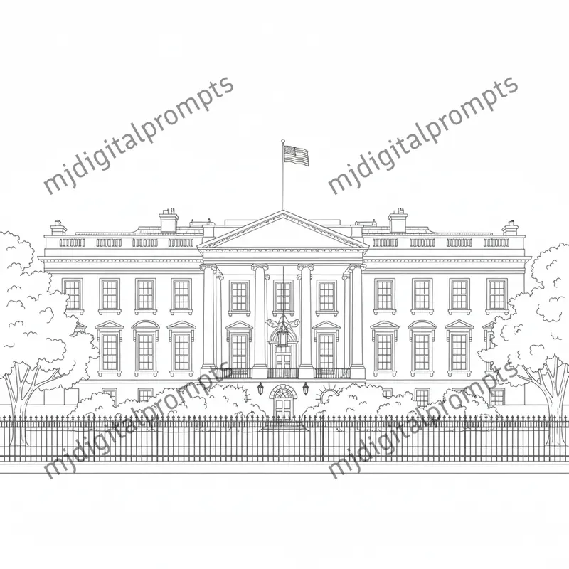Landmark Line Art Coloring Pages