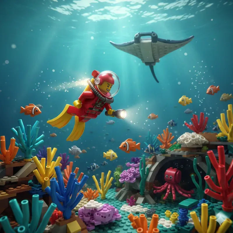 Legostyle Underwater Adventure Scenes