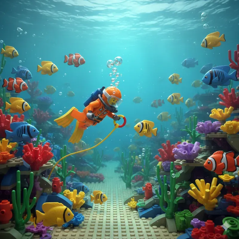 Legostyle Underwater Adventure Scenes