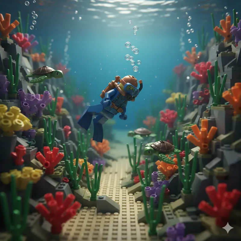 Legostyle Underwater Adventure Scenes
