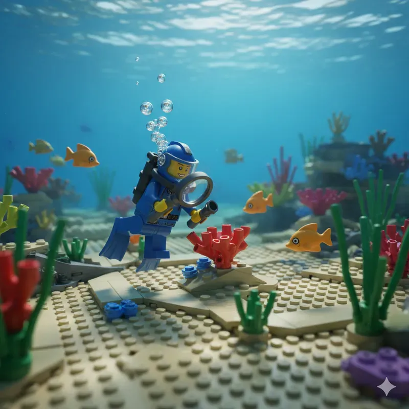 Legostyle Underwater Adventure Scenes