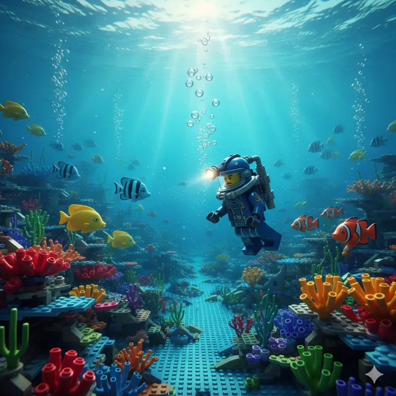 Legostyle Underwater Adventure Scenes