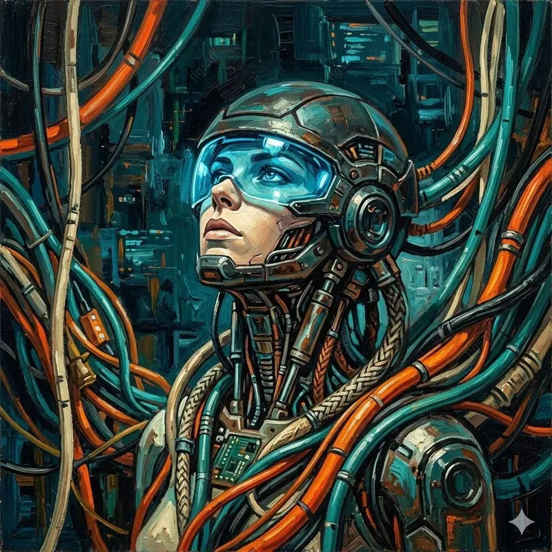Retro Scifi Cybernetic Oil Portraits