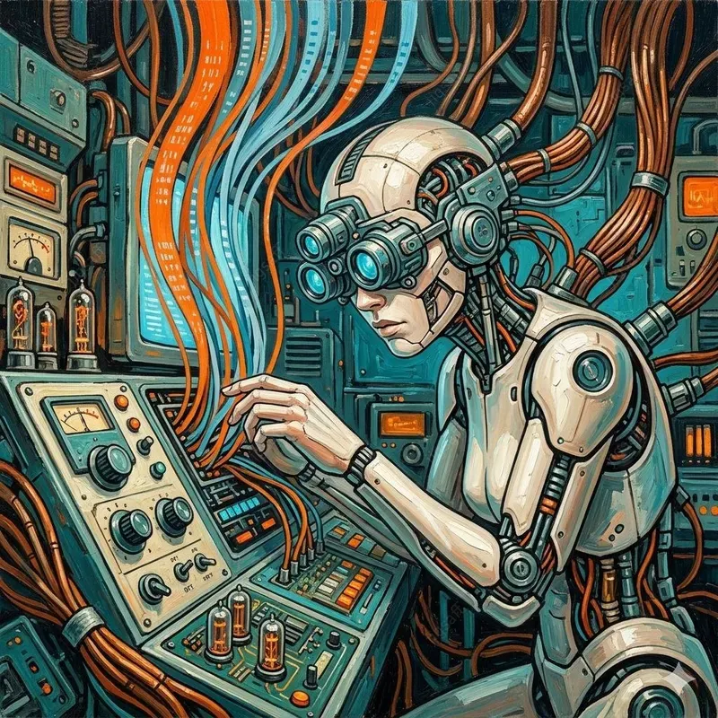 Retro Scifi Cybernetic Oil Portraits