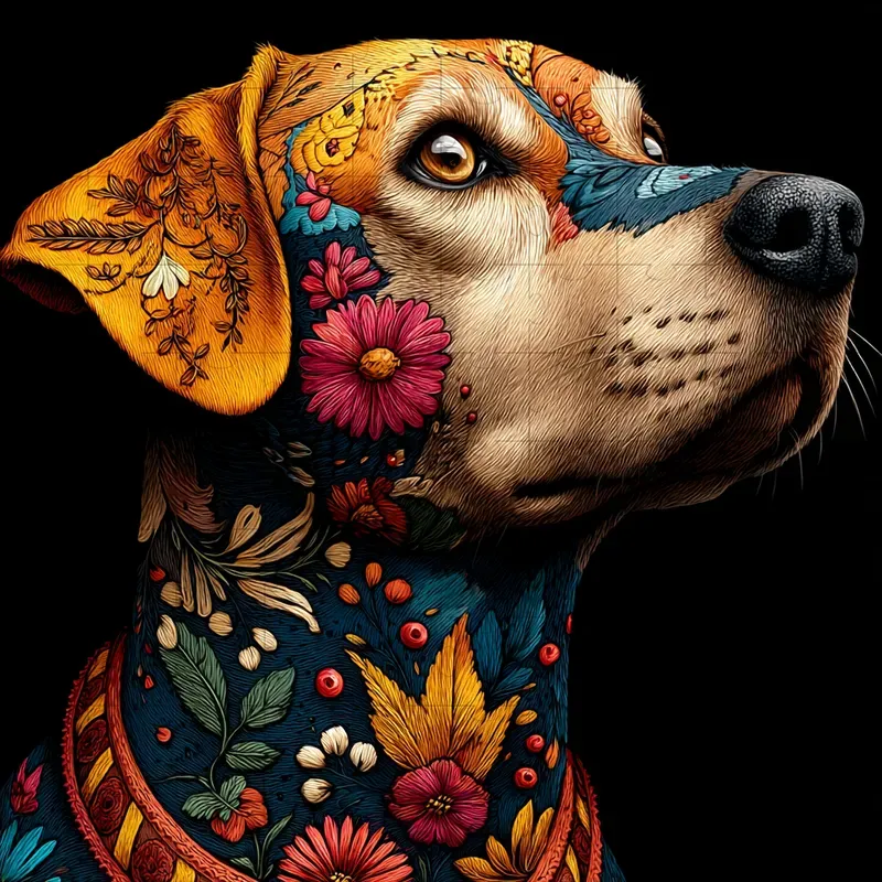 Folk Embroidery Stitched Textile Art