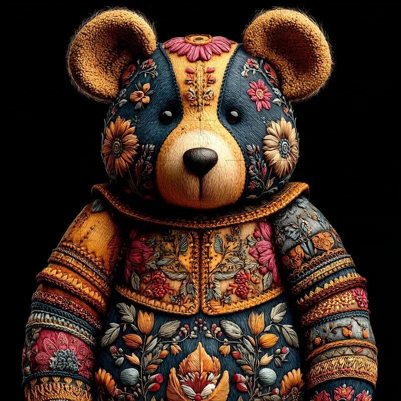 Folk Embroidery Stitched Textile Art
