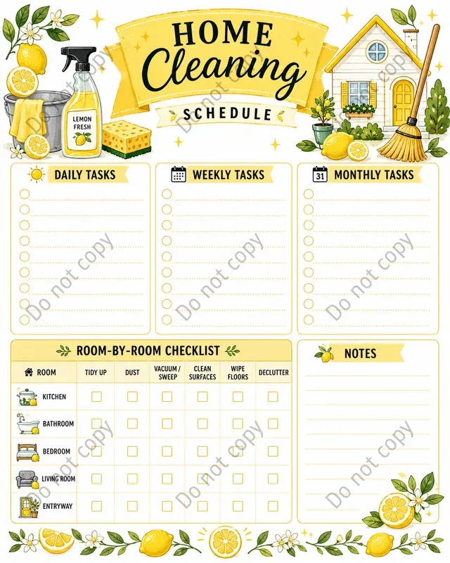 Cleaning Schedule Planner Pages
