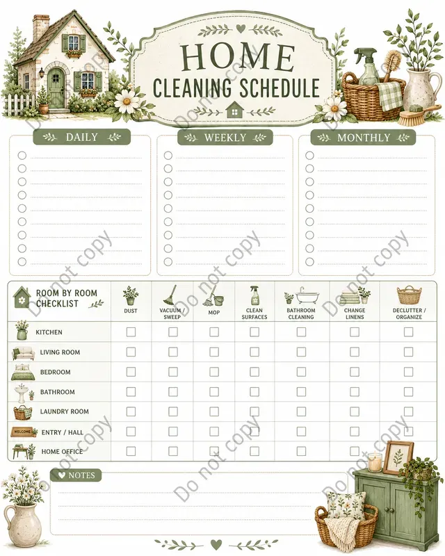 Cleaning Schedule Planner Pages