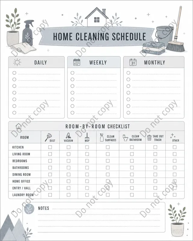 Cleaning Schedule Planner Pages