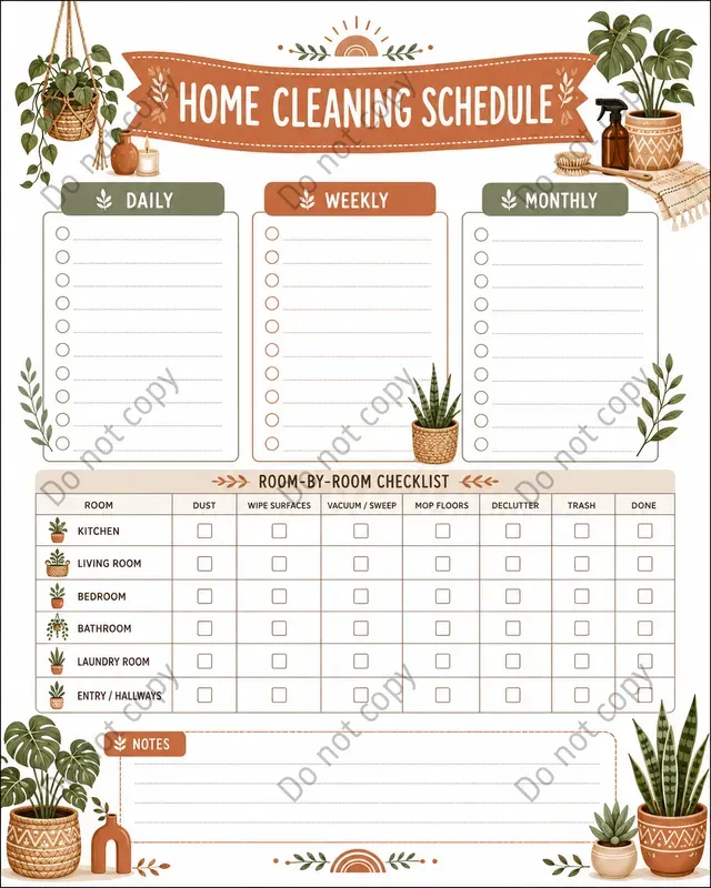 Cleaning Schedule Planner Pages