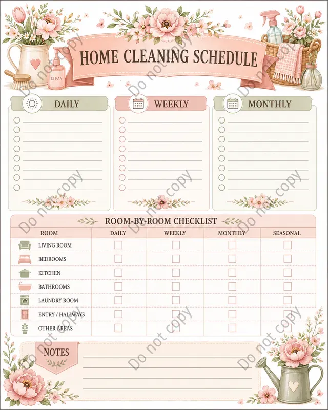 Cleaning Schedule Planner Pages