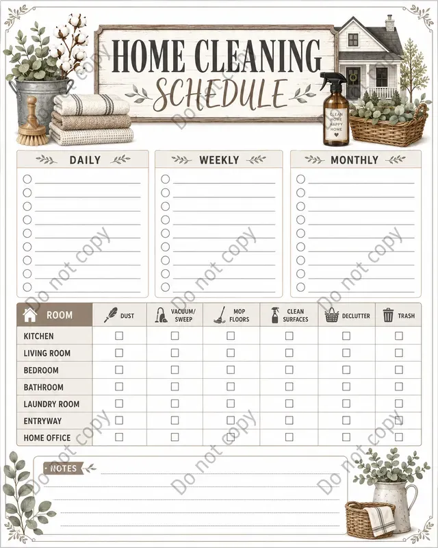 Cleaning Schedule Planner Pages
