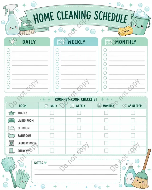 Cleaning Schedule Planner Pages