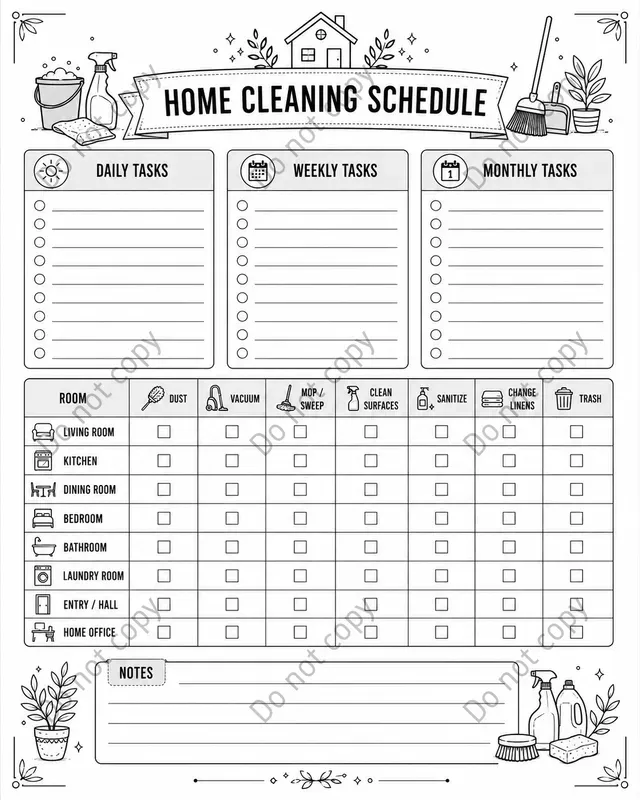 Cleaning Schedule Planner Pages
