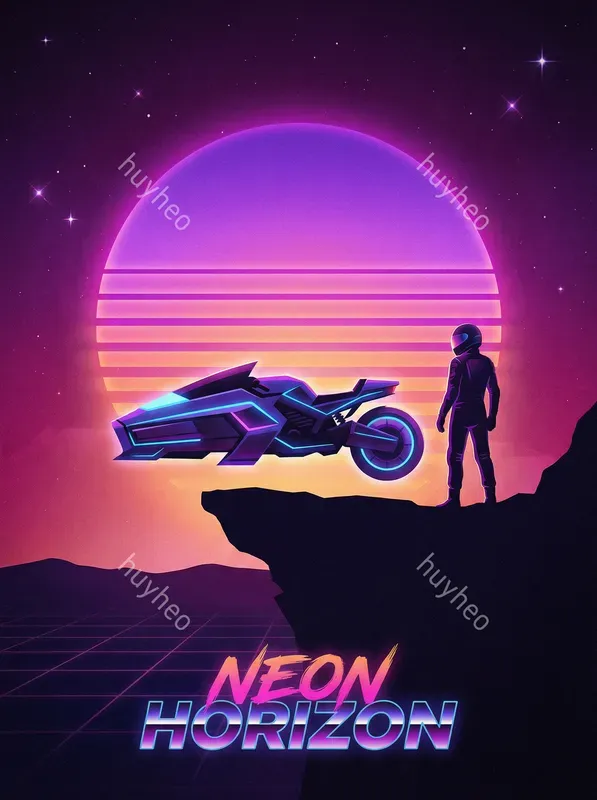 Retro Synthwave Silhouette Art