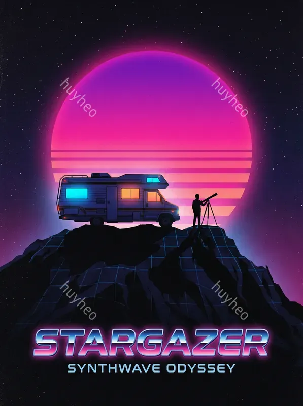 Retro Synthwave Silhouette Art