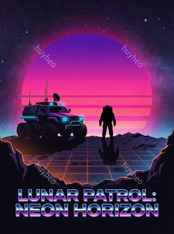 Retro Synthwave Silhouette Art