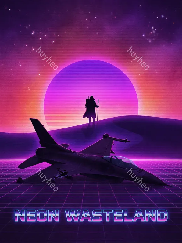 Retro Synthwave Silhouette Art