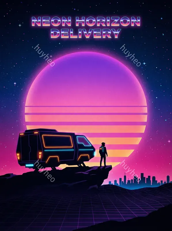 Retro Synthwave Silhouette Art