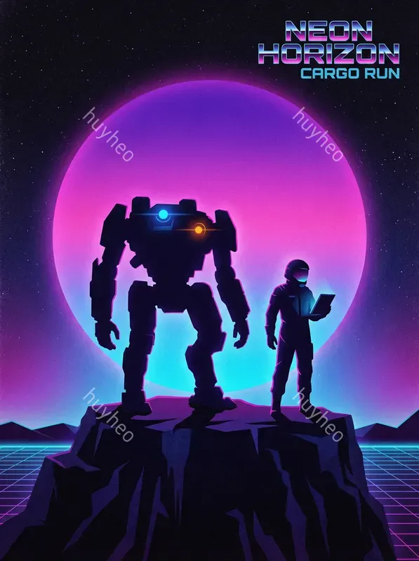 Retro Synthwave Silhouette Art