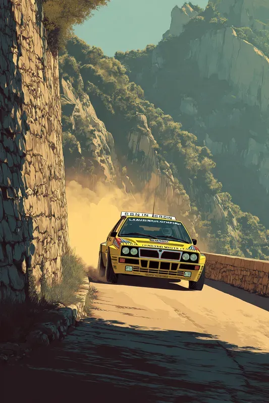 Rally Car Action Illustration Poster Art