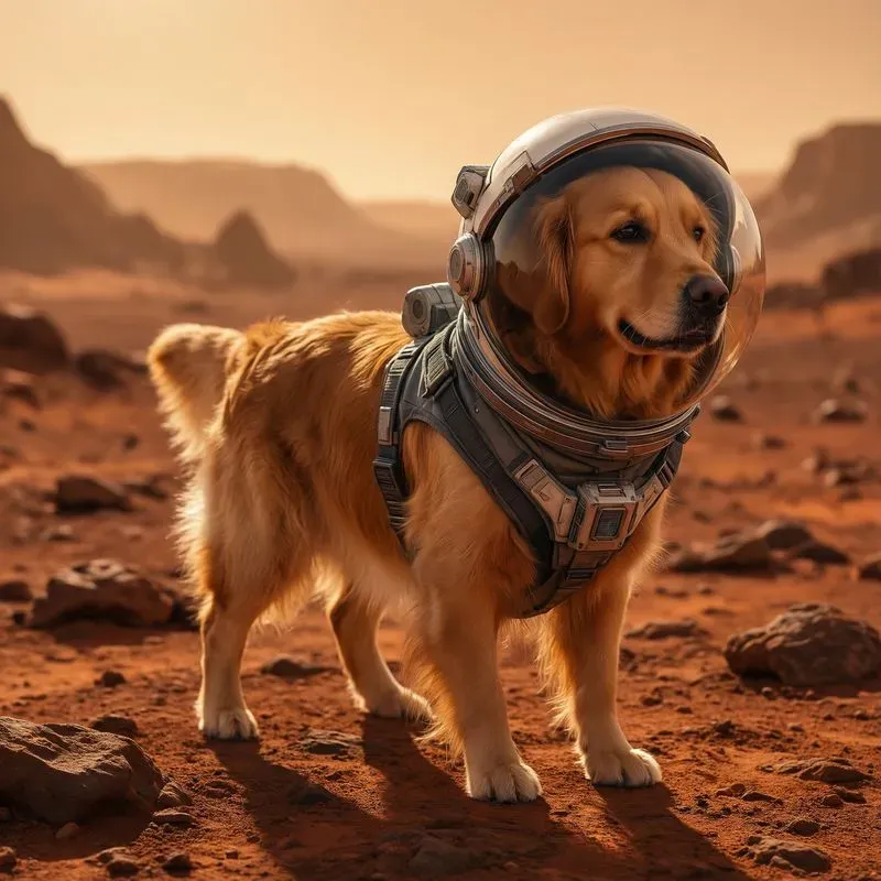 Pets Standing On The Surface Of Mars