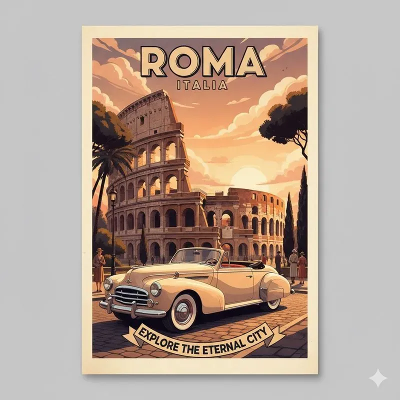 World Landmark Retro Car Art Generators