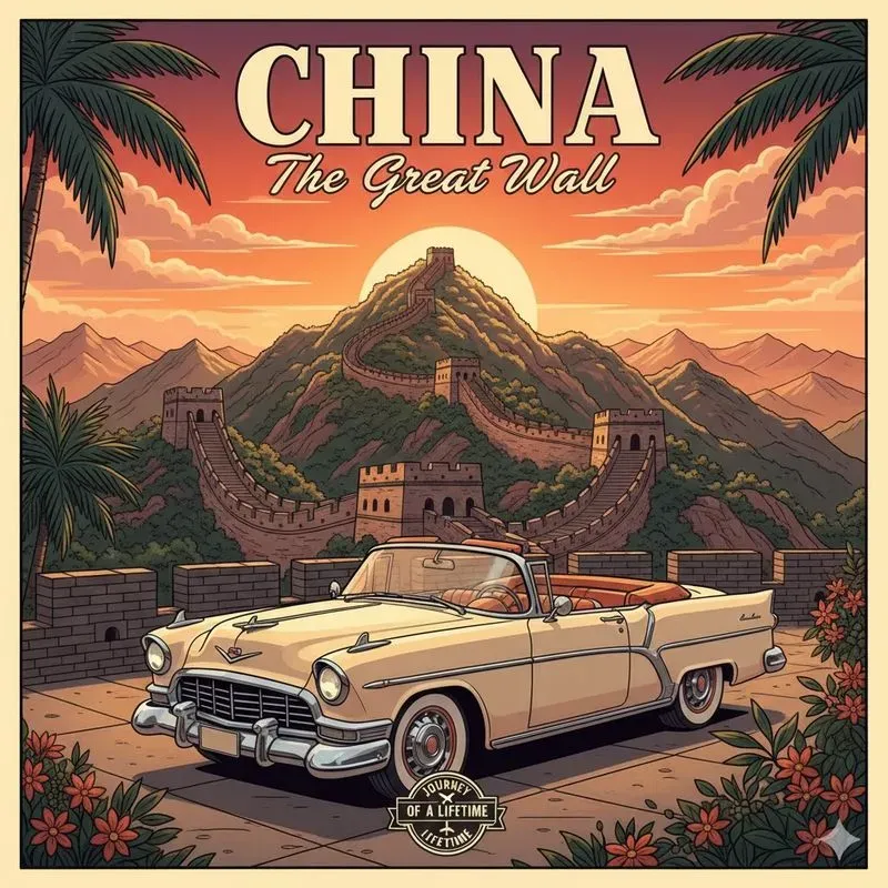 World Landmark Retro Car Art Generators