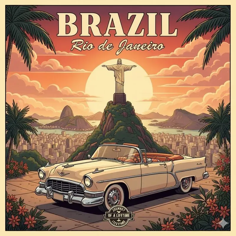 World Landmark Retro Car Art Generators