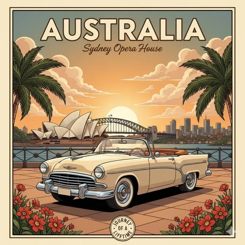 World Landmark Retro Car Art Generators