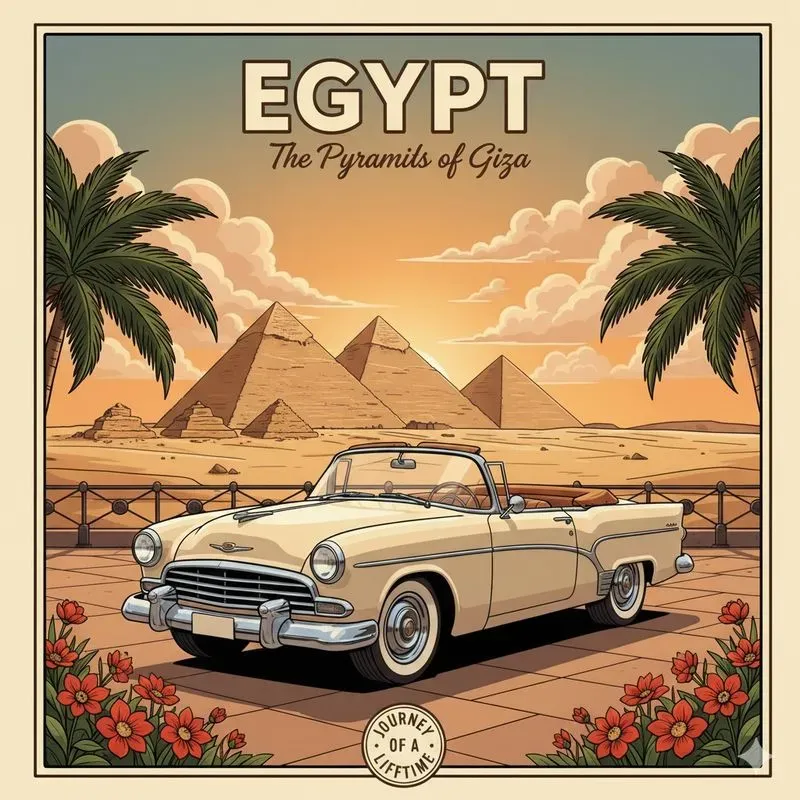 World Landmark Retro Car Art Generators