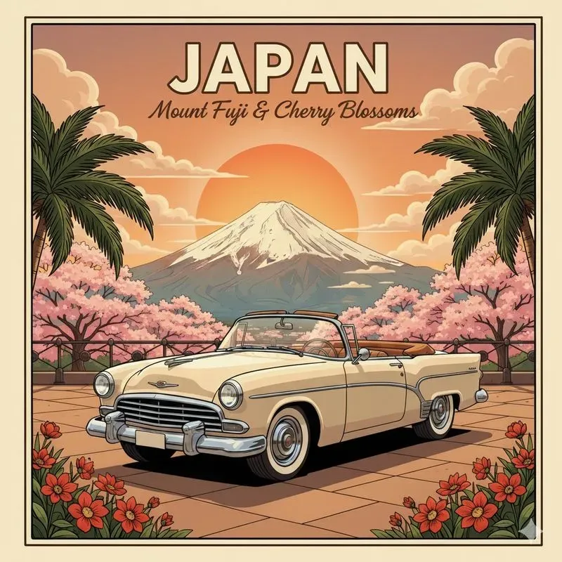 World Landmark Retro Car Art Generators
