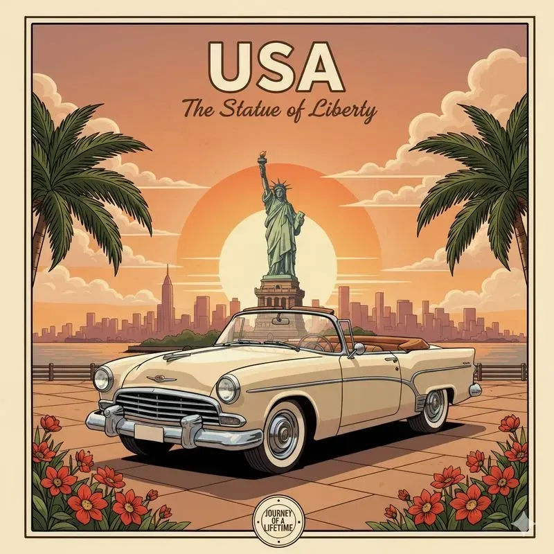 World Landmark Retro Car Art Generators