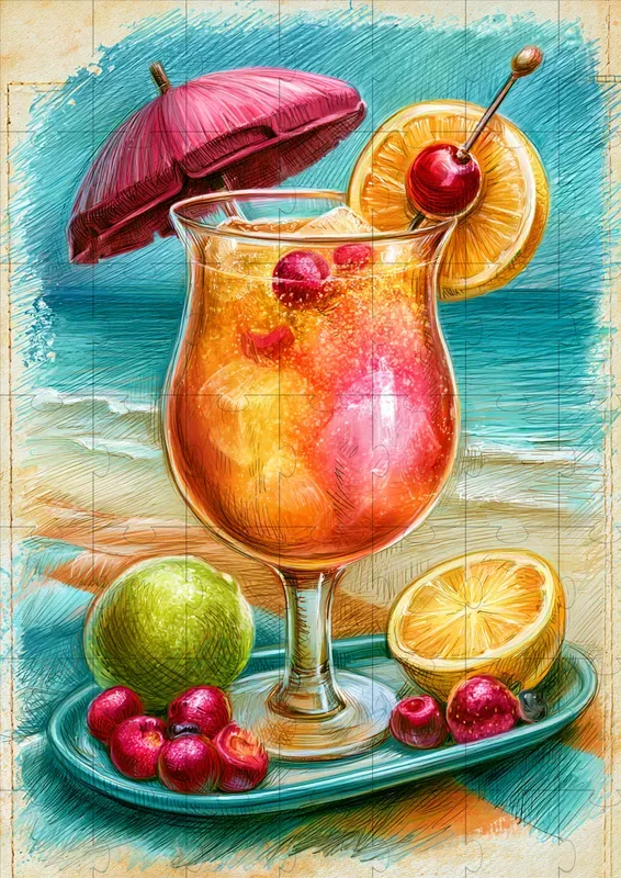 Vintage Tropical Drink Illustrations