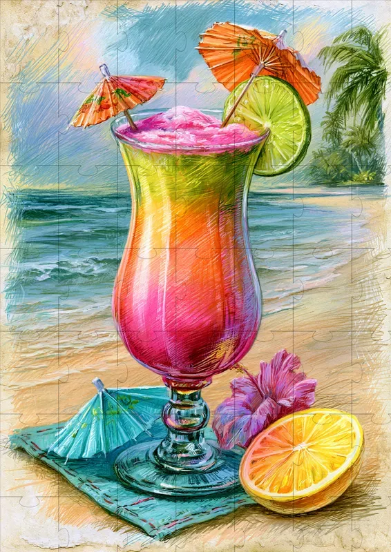Vintage Tropical Drink Illustrations