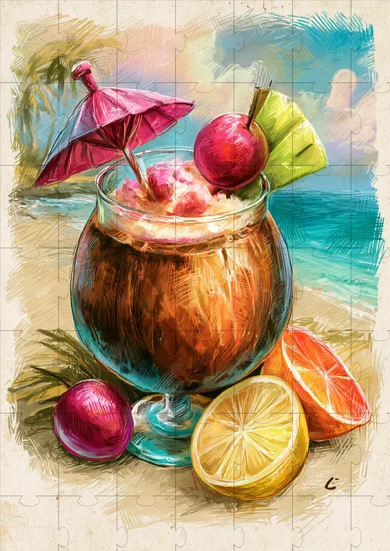 Vintage Tropical Drink Illustrations