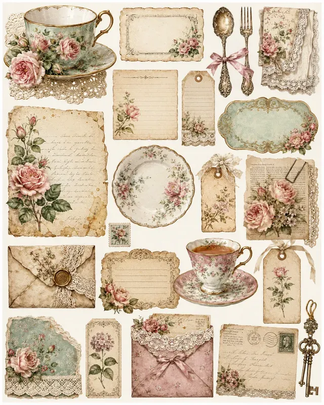 Vintage Romantic Junk Journal Ephemera