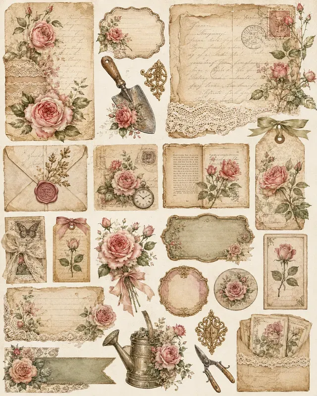 Vintage Romantic Junk Journal Ephemera