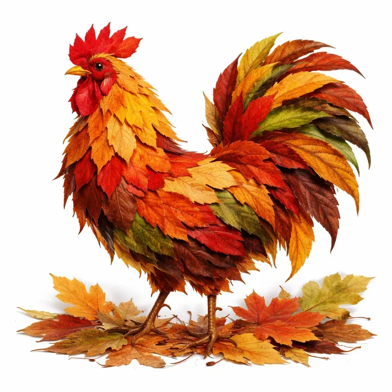 Autumn Leaf Animal Collage Art