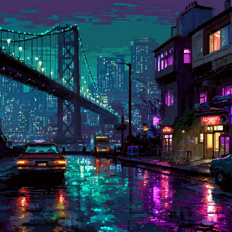 8bit City Nights Backgrounds