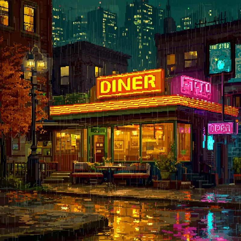 8bit City Nights Backgrounds