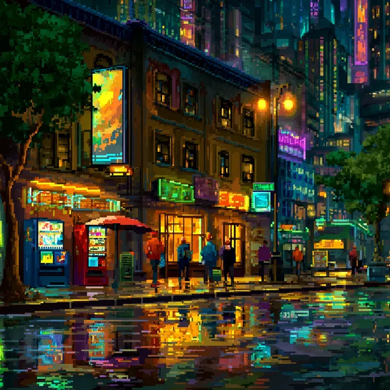 8bit City Nights Backgrounds