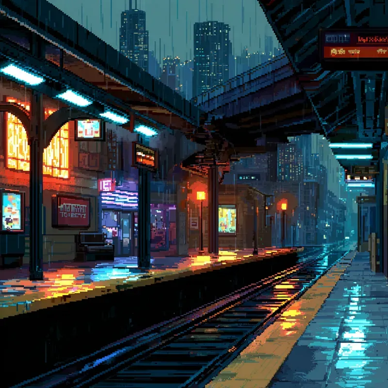 8bit City Nights Backgrounds