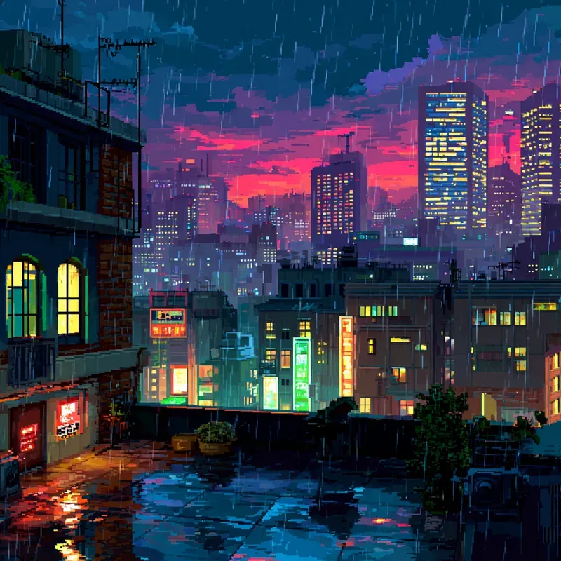 8bit City Nights Backgrounds